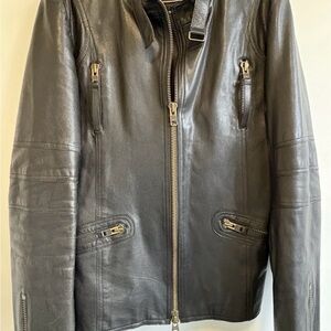 Mackage Black Genuine Leather Moto Jacket Mens XL Biker Zip